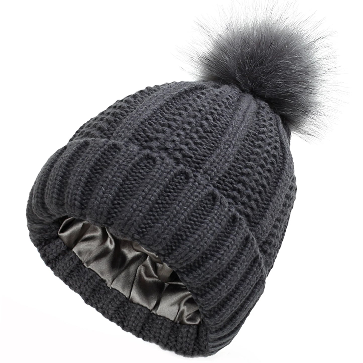 Satinova - Czapka Zimowa Pom Satynowa Podszewka