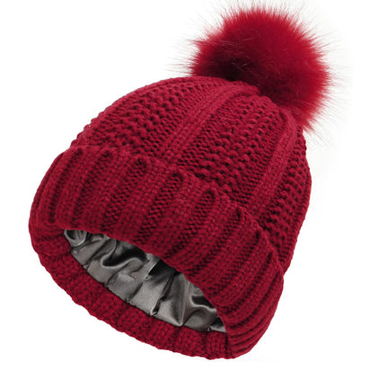 Satinova - Czapka Zimowa Pom Satynowa Podszewka